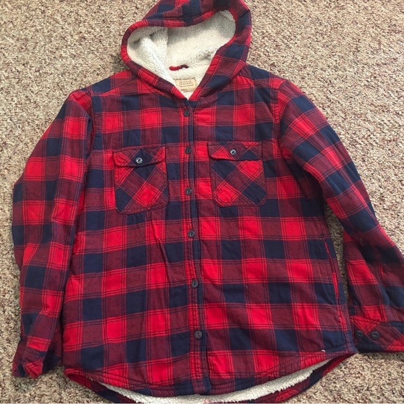 Boston Traders Jackets & Blazers - Boston Traders Red and Blue Plaid womens plaid Shirt jacket
